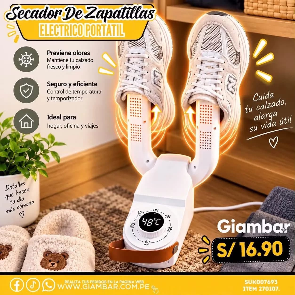 270107 SECADOR DE ZAPATILLAS ELECTRICO PORTATIL