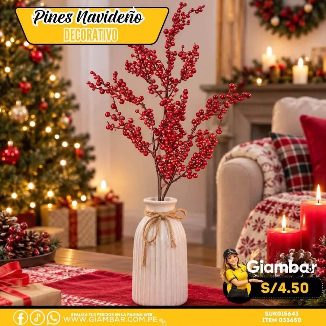 031722 RAMA DE CEREZOS NAVIDEÑO 69CM CJK-1873 XMAS