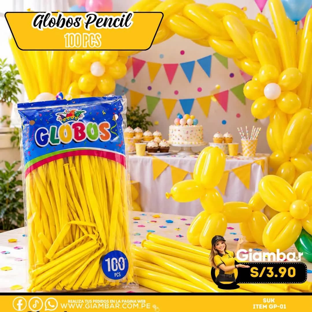 GP-01 GLOBO PENCIL PAQ 100 AMARILLO