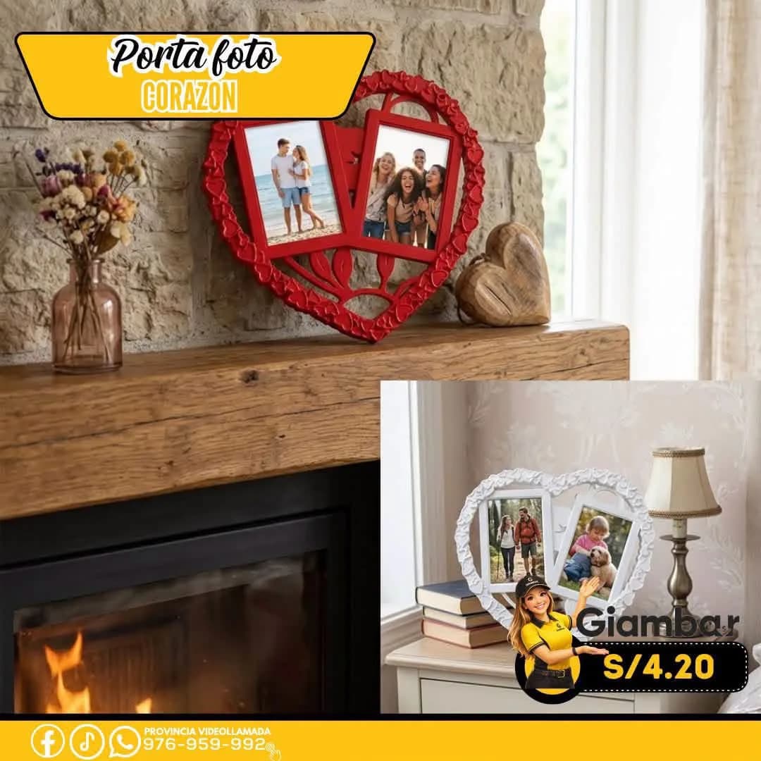 380026  PORTAFOTO  CORAZON ROJO