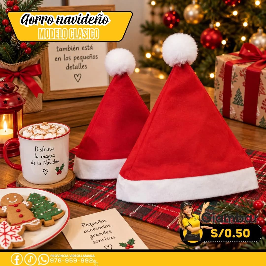 99XX-7006 GORRO NAVIDEÑO CLASICO SIN LUCES