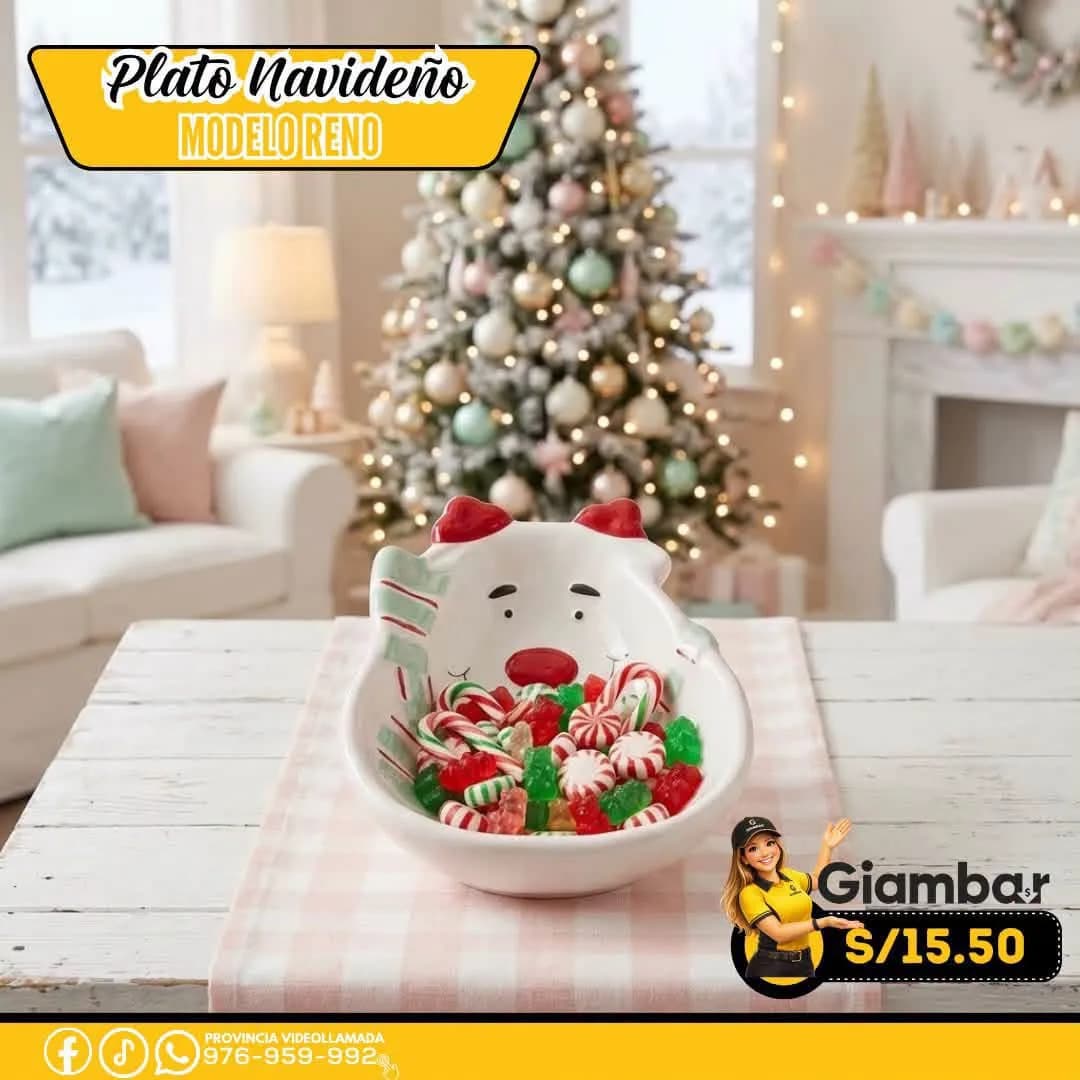 GB-159 PLATO RENO NAVIDEÑO CON BUFANDA 