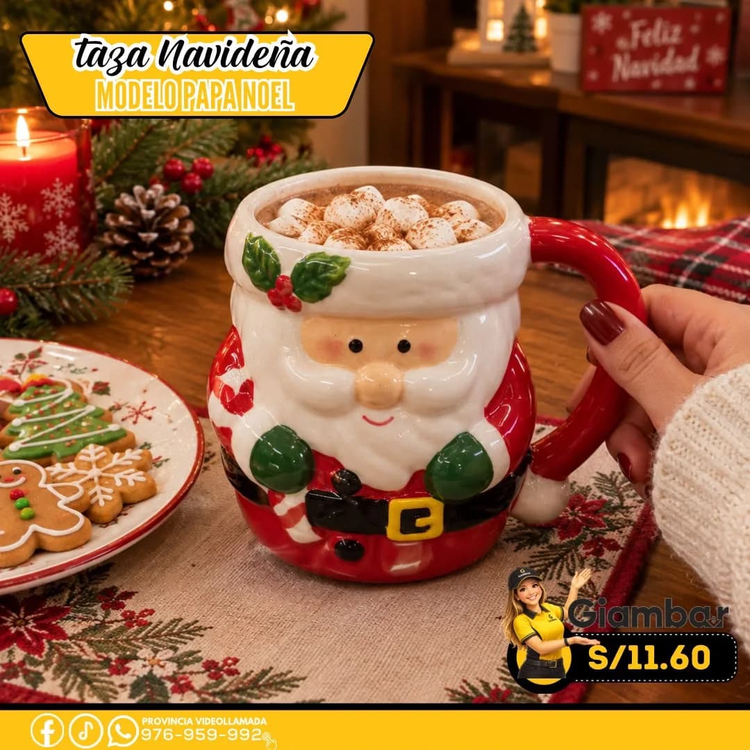 GB-170 TAZA DE PAPA NOEL  COLOR VERDE Y ROJO 