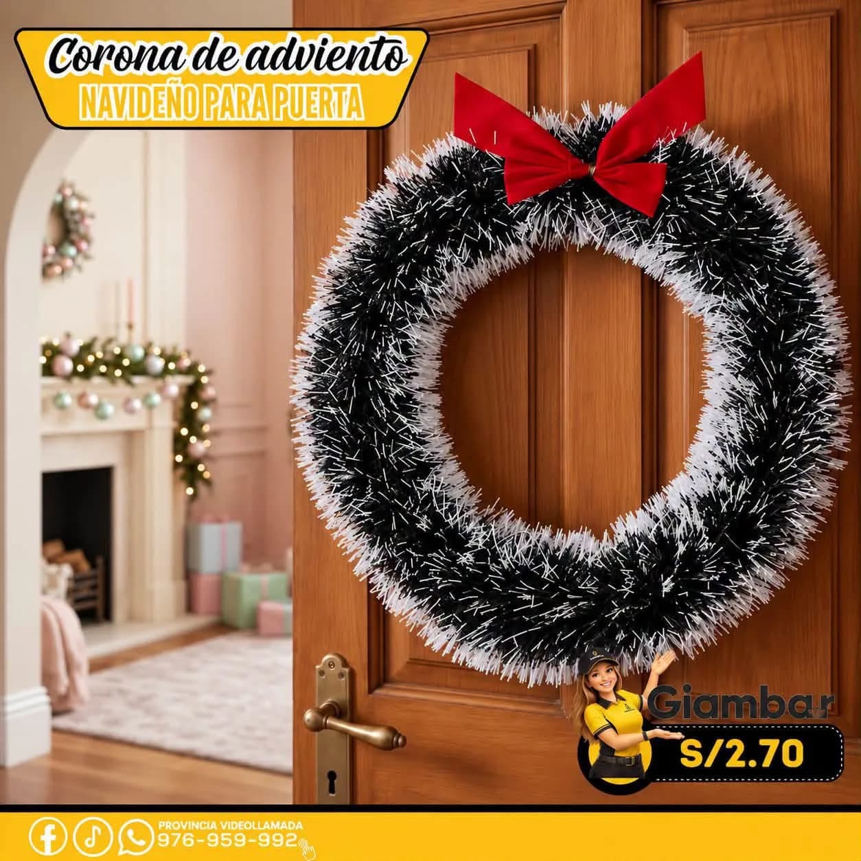 GB-337 CORONA DE ADVIENTO NAVIDEÑA CLGANTE