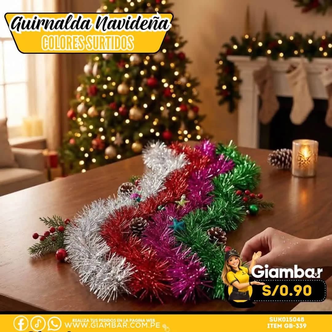 GB-339  GUIRNALDA COLORES SURTIDOS NAVIDEÑO 