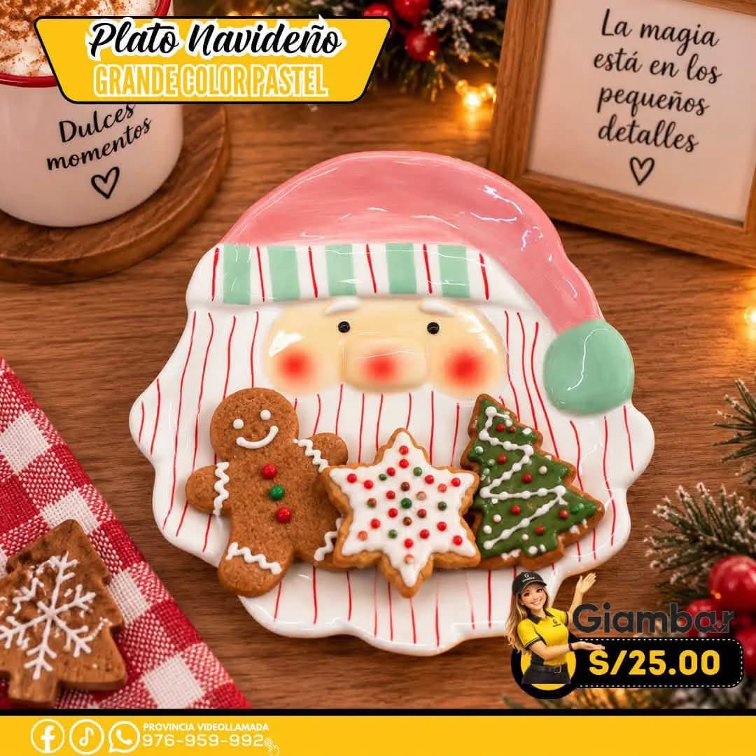 GB-178 PLATO RENO NAVIDEÑO CON BUFANDA 