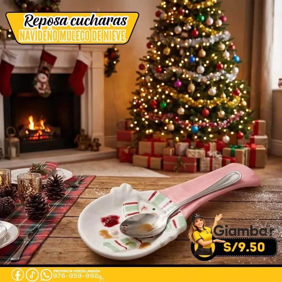 GB-183 RECIPIENTE EN FORMA CUCHARA DE MUÑECO DE NIEVE COLOR PASTEL 