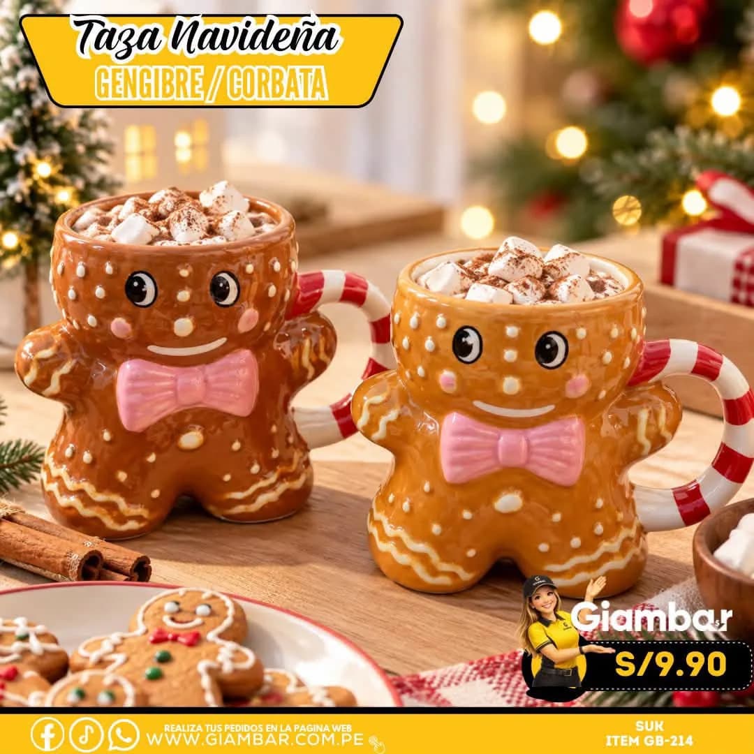GB-214 TAZAS EN FORMA DE GALLETA DE JENGIBRE CON LAZO