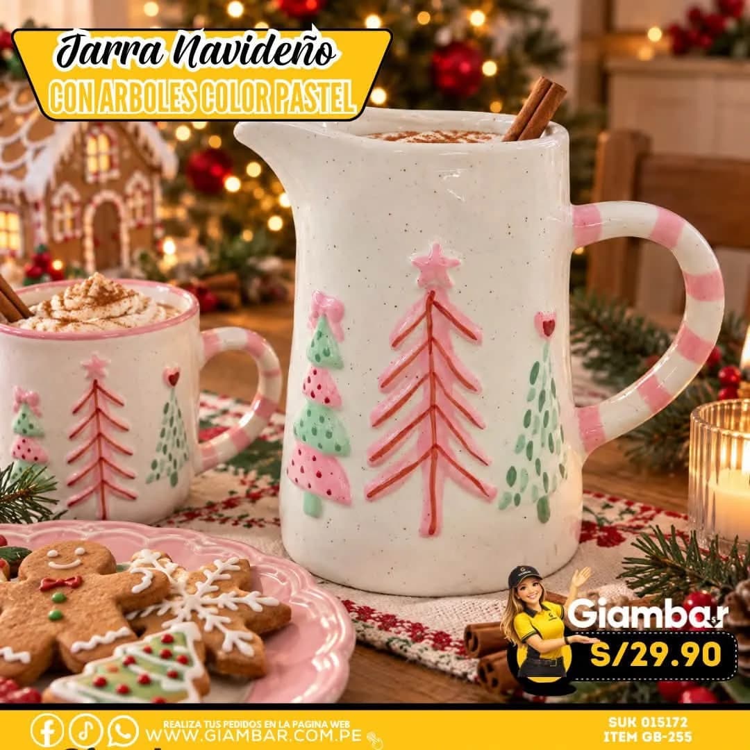 GB-255 JARRA BLANCA CON ARBOLES DE ADORNO COLOR PASTEL