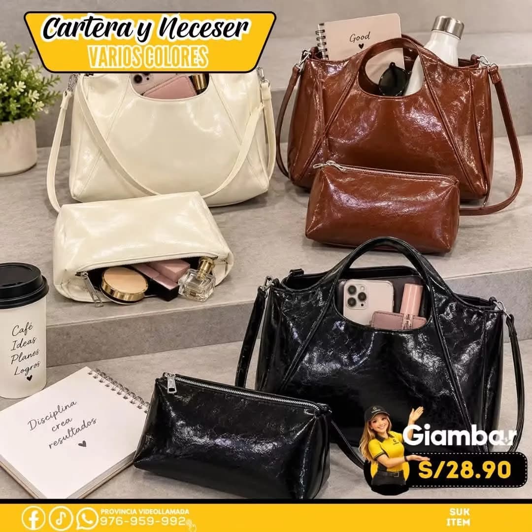 10ML-70119  CARTERA Y NECESER VARIOS COLORES