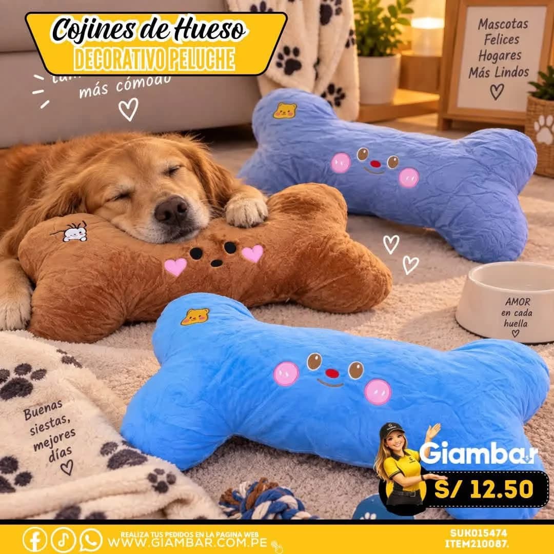 210087 COJINES DE HUESO DECORATIVO PELUCHE
