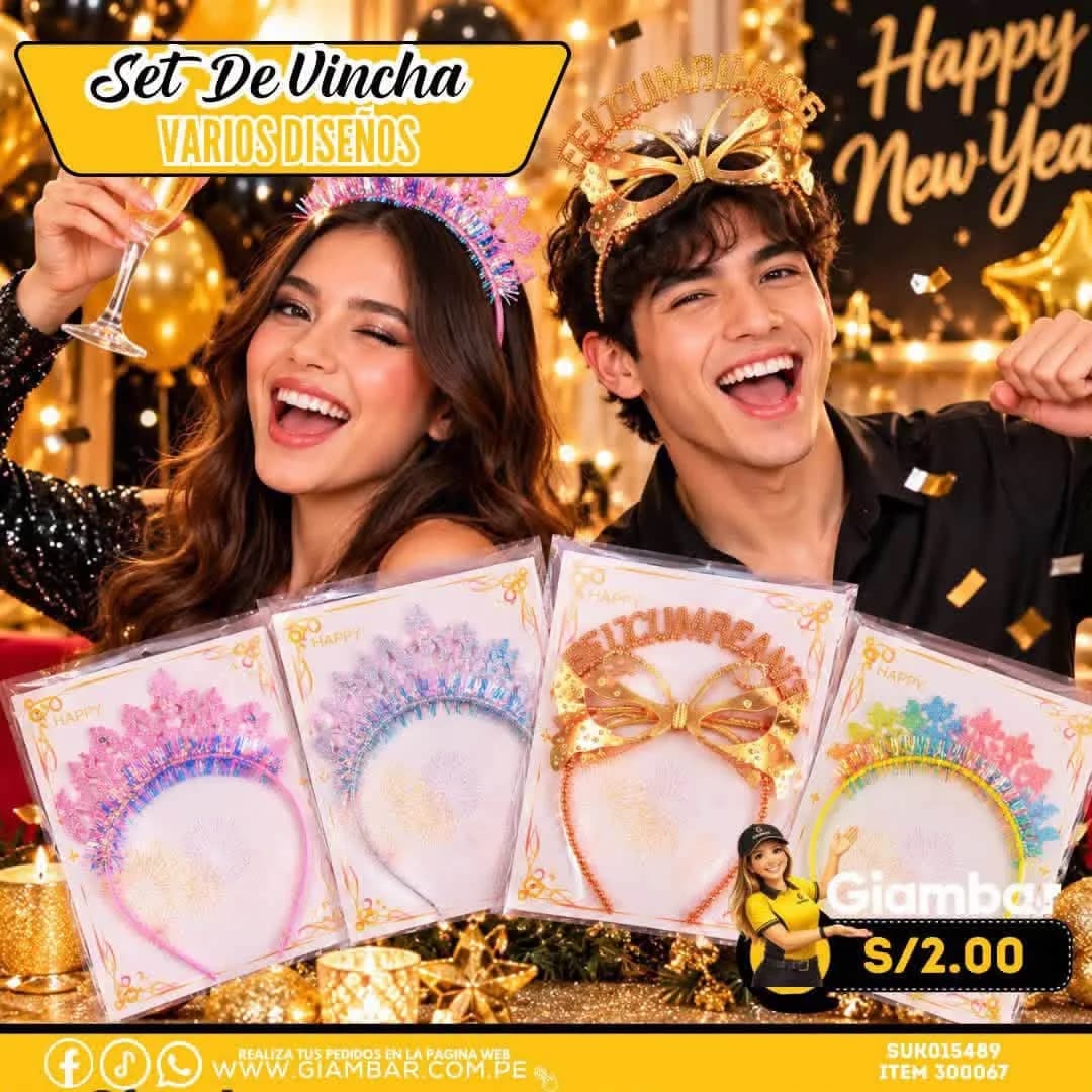 300067 SET DE VINCHA VARIOS DISEÑOS 