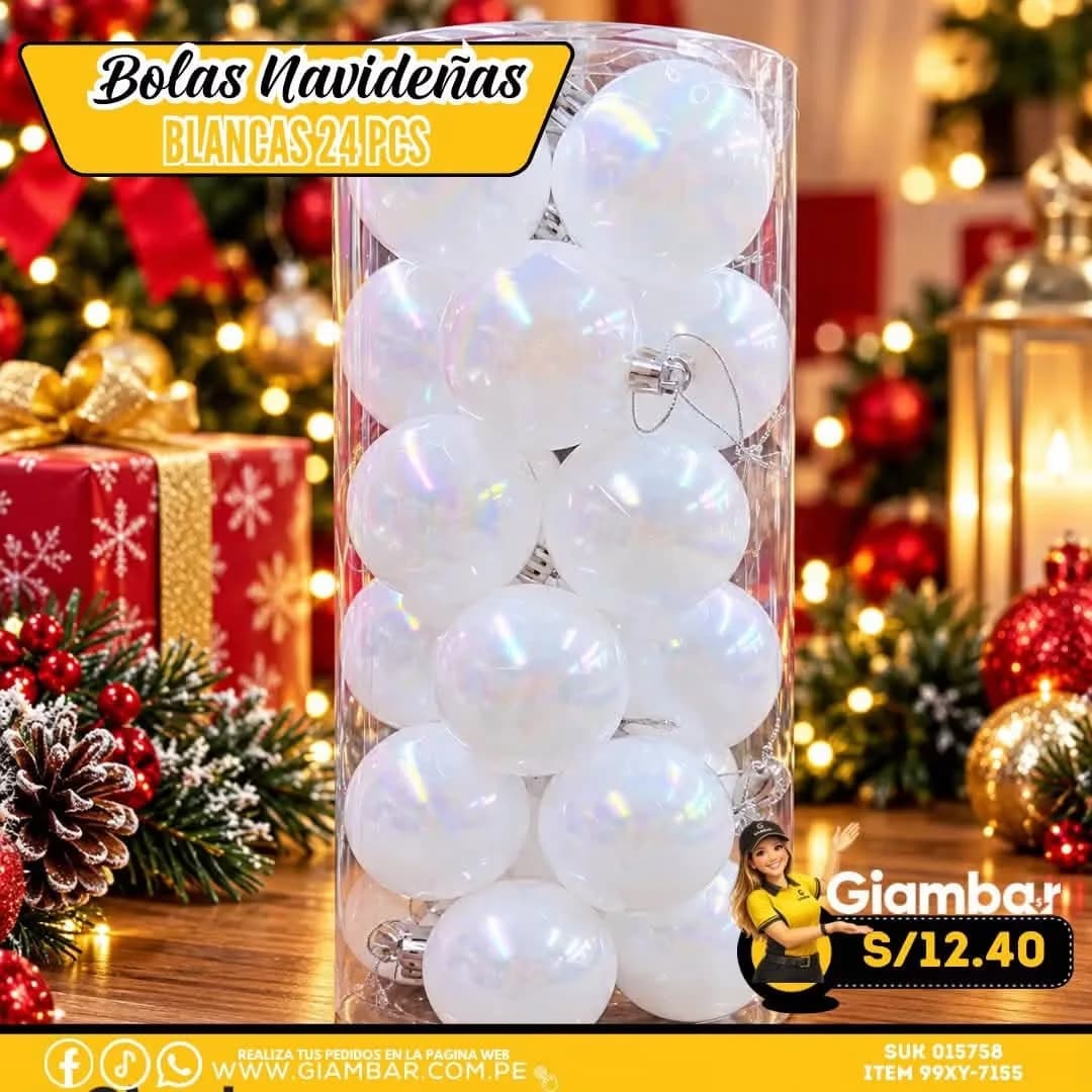 PPXY-7155 BOLAS NAVIDEÑAD TORNASOLADO 24 PCS