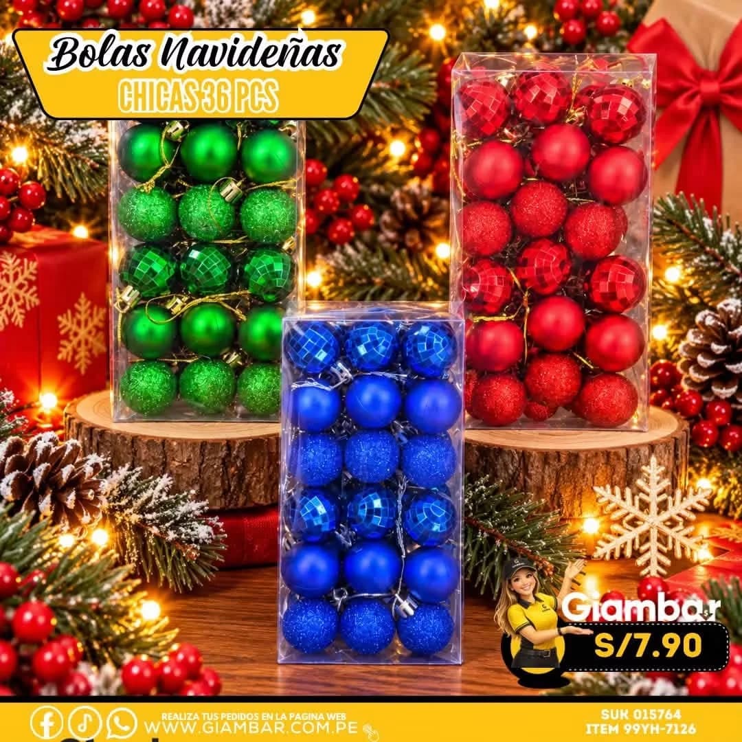 99YH-7126 BOLAS NAVIDEÑAS CHICAS 36 PCS