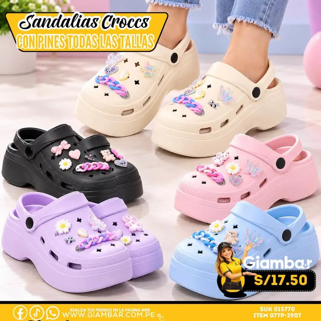 07TP-2907 SANDALIAS CROCS CON PINES TODAS LAS TALLAS
