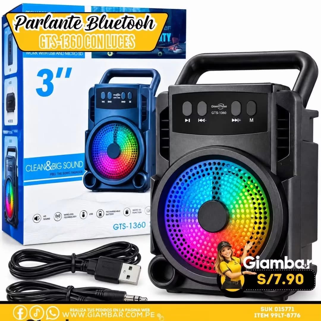 99LT-8776 PARLANTE BLUETOOH GTS-1360 CON LUCES