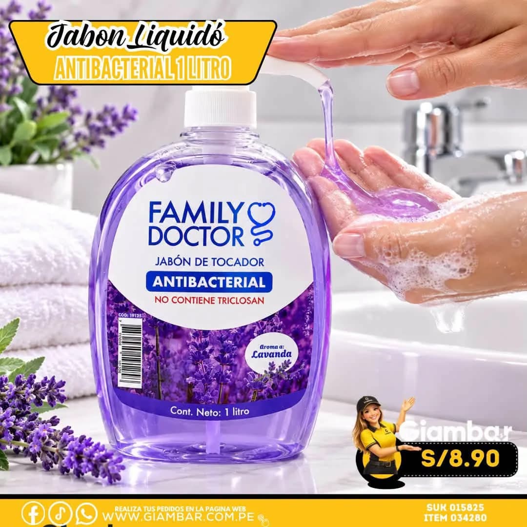 034280 Jabón Líquido Antibacterial 1 L Lavanda 19125 TUNIES