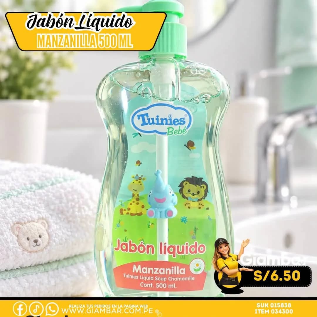034300 Jabón Líquido Manzanilla 500 ml 28502 TUINIES