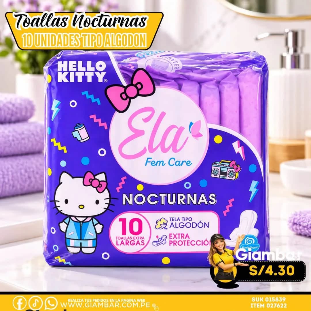 027622 Ela Fem Care Nocturna Tela Tipo Algodón x 10 Und 25868 TUINIES