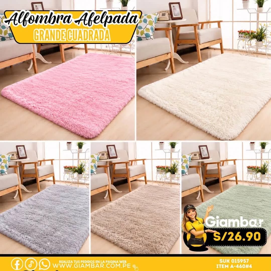 A-460#4 ALFOMBRA AFELPADA GRANDE CUADRADA