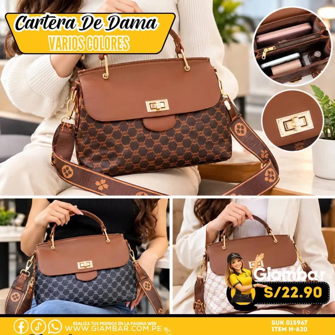 H-620 CARTERA DE DAMA VARIOS COLORES