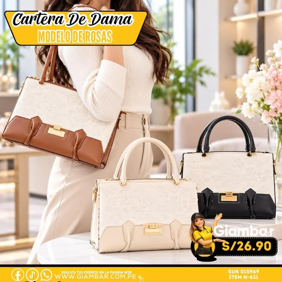 H-631 CARTERA DE DAMA MODELO DE ROSAS
