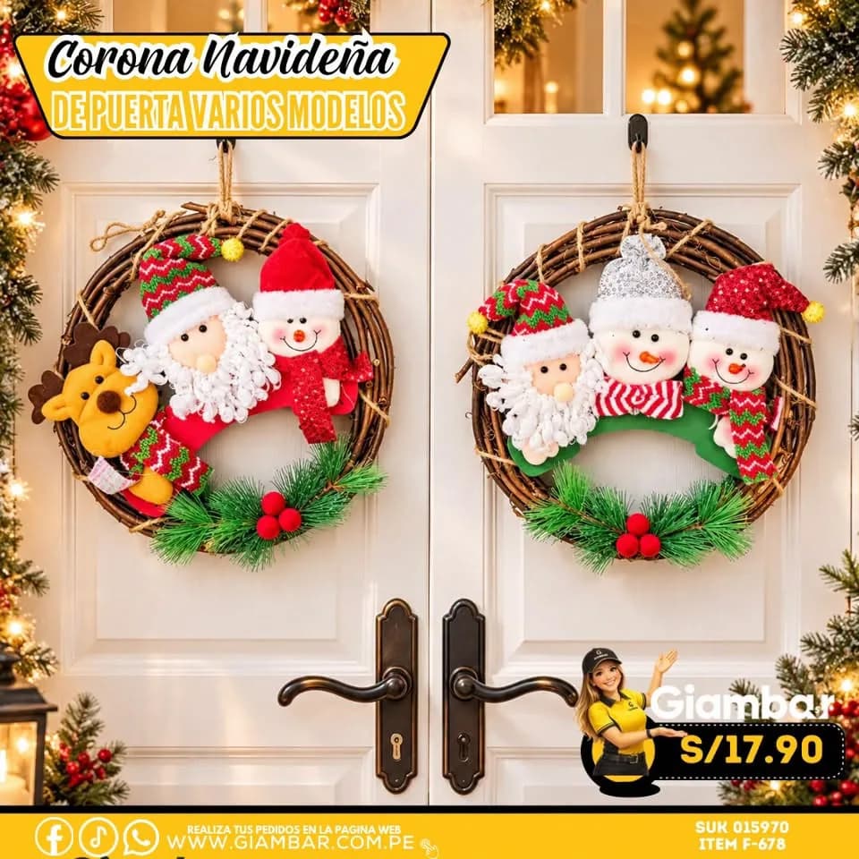 F-678 CORONA NAVIDEÑA DE PUERTA VARIOS MODELOS